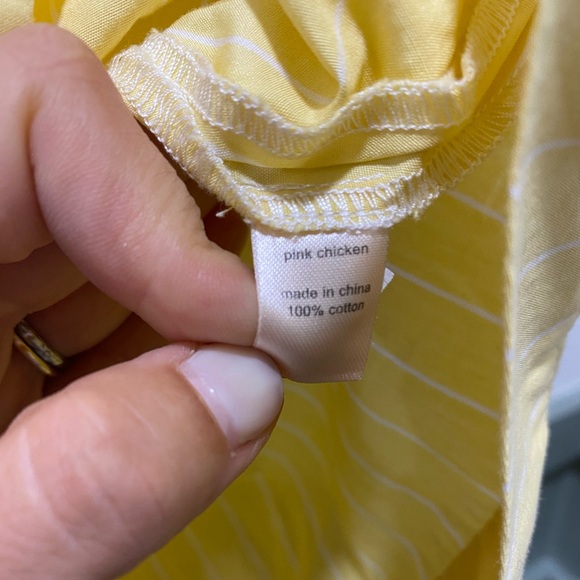 Pink chicken yellow dress with white stripes, 4T - Picture 3 of 4